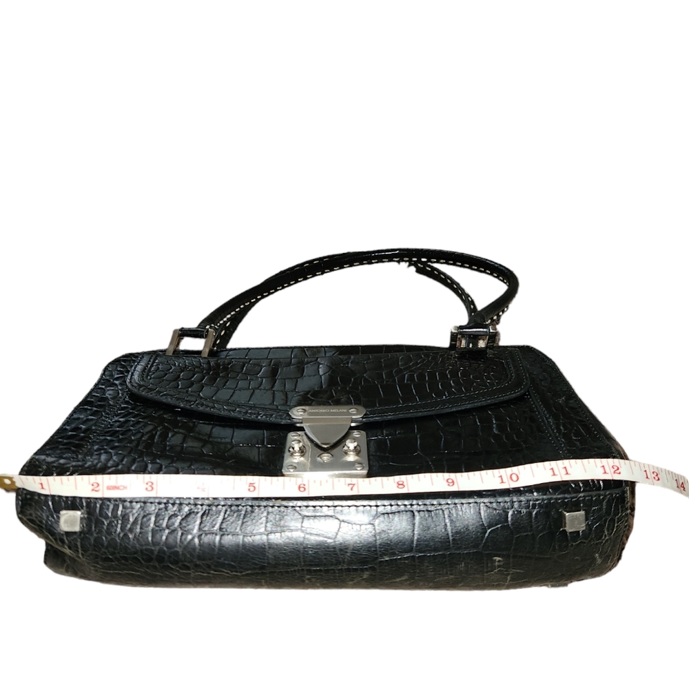 Antonio Melani Rectangular Crocodile Pattern Blac… - image 7